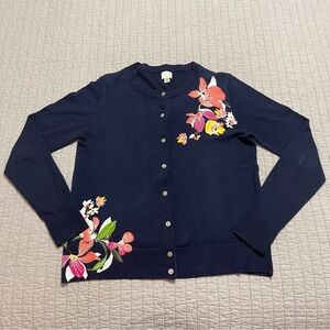 A New Day Navy Floral Button Up Cardigan Size Small